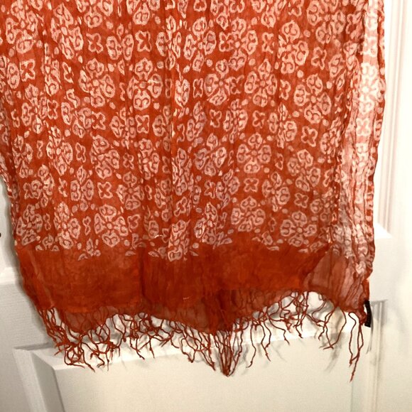 Talbots Orange and White Geometric Scarf - Picture 3 of 8